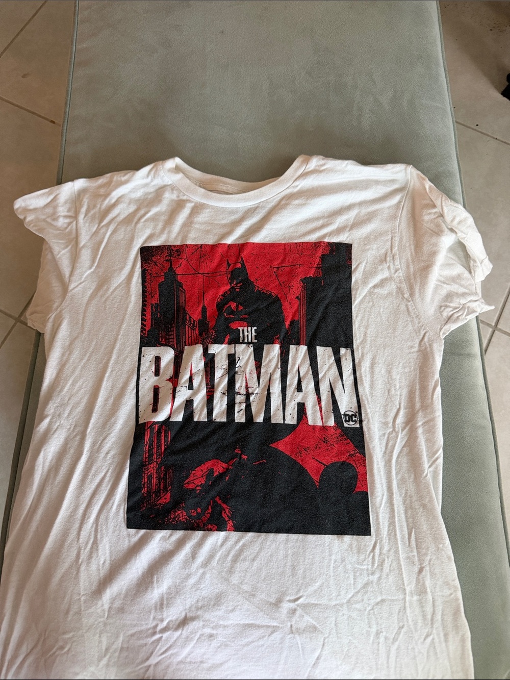 DC The Batman Tee in White with Red & Black Print